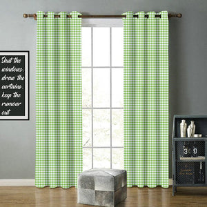 Cotton Gingham Check Green 9ft Long Door Curtains Pack Of 2 freeshipping - Airwill