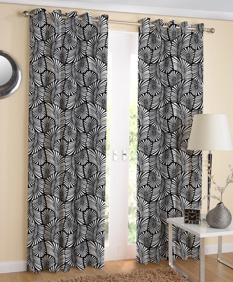 Cotton Black Zebra 7ft Door Curtains Pack Of 2