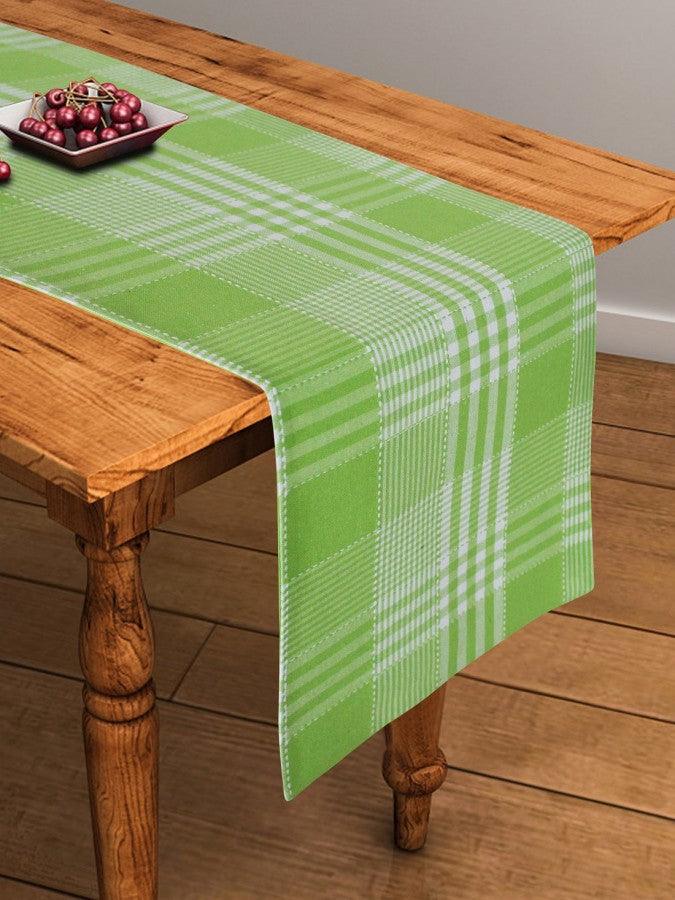Cotton Track Dobby Green Table Runner
