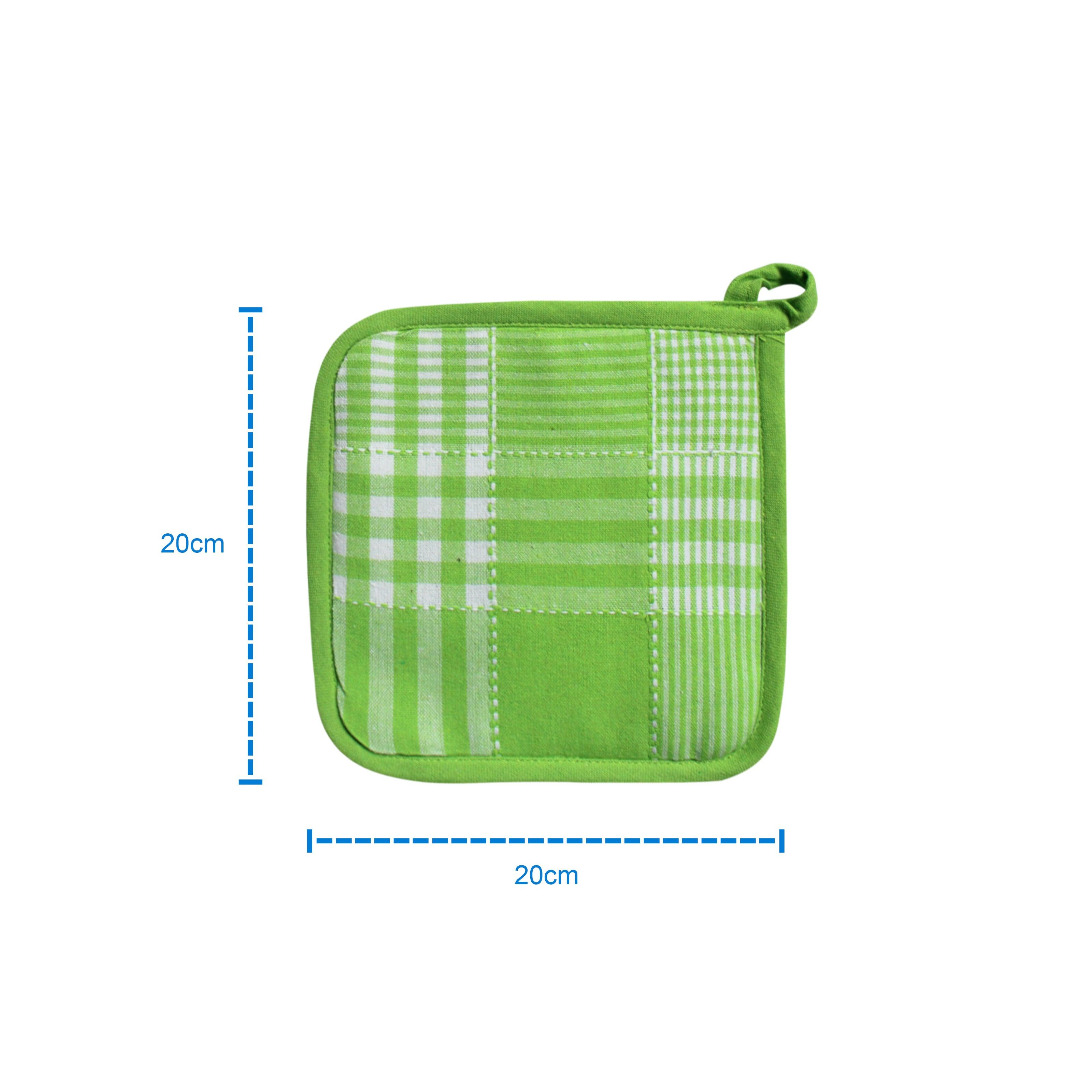 Cotton Track Dobby Green Pot Holders Pack Of 3