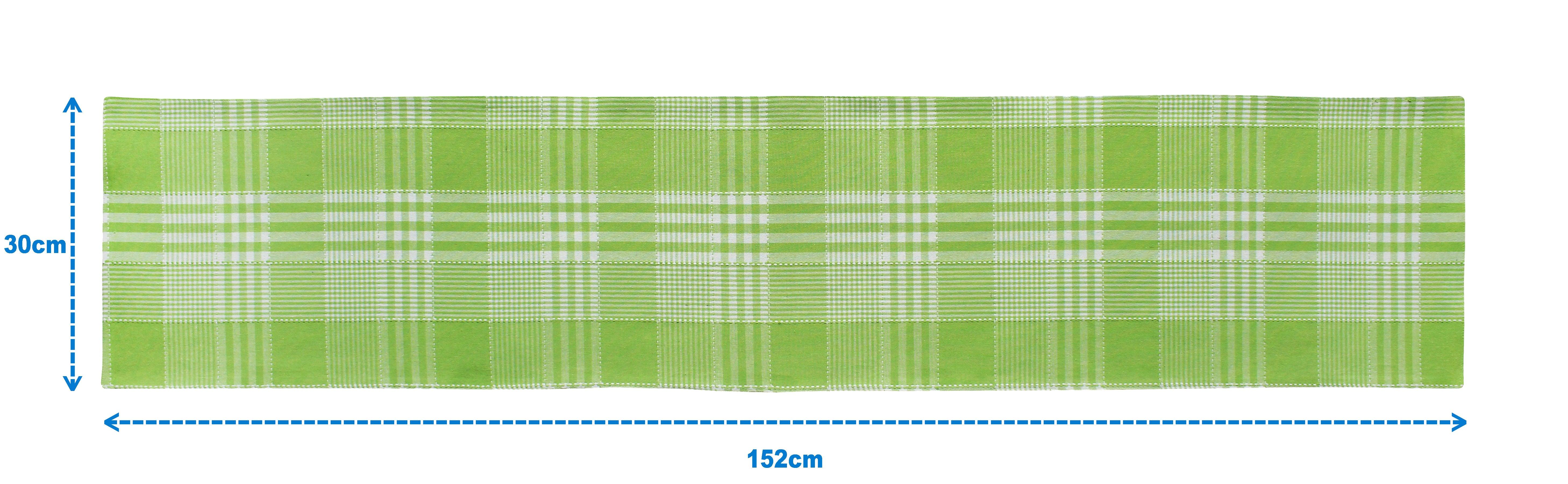 Cotton Track Dobby Green Table Runner