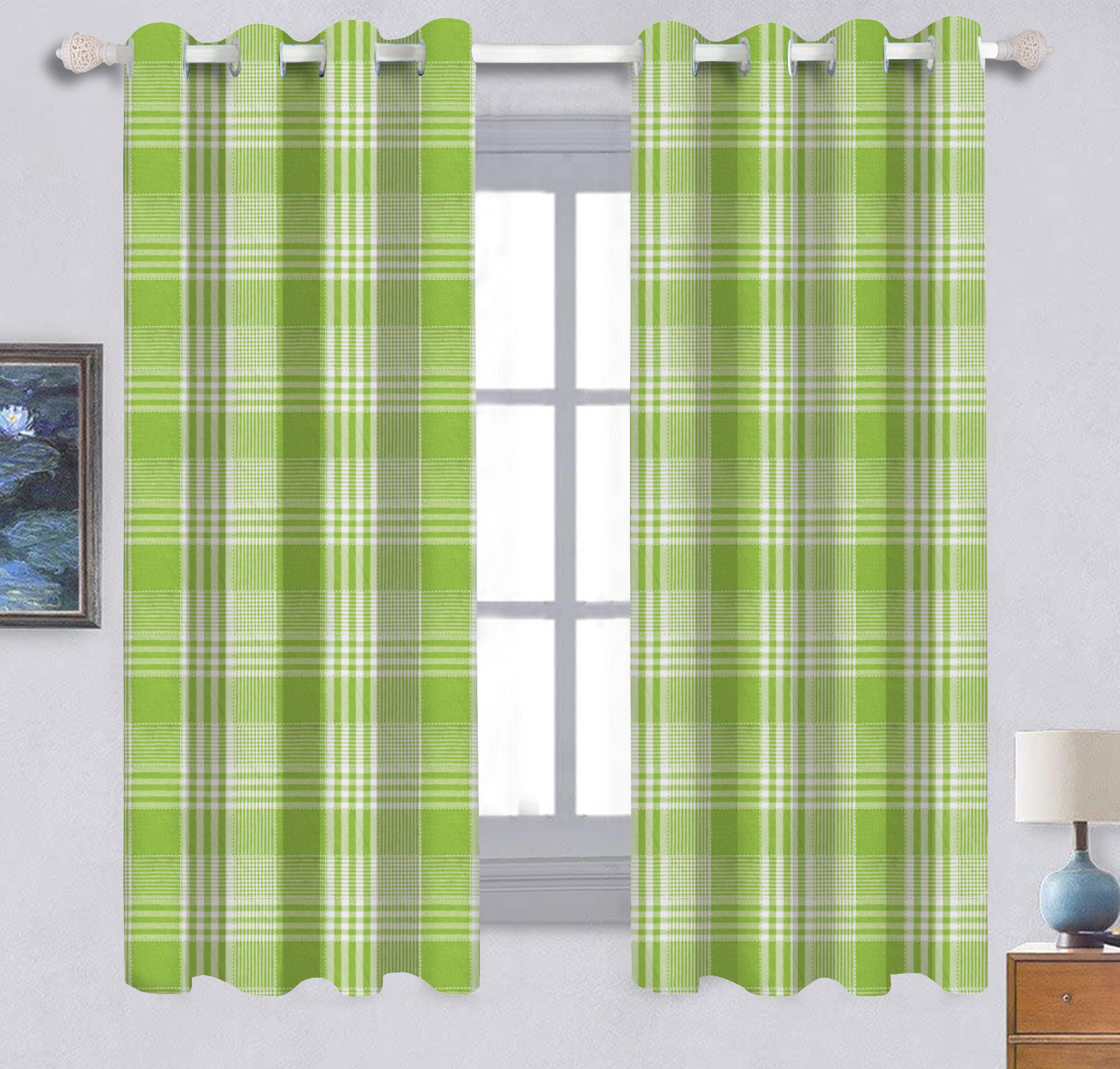 Cotton Track Dobby Green 5ft Window Curtains Pack Of 2