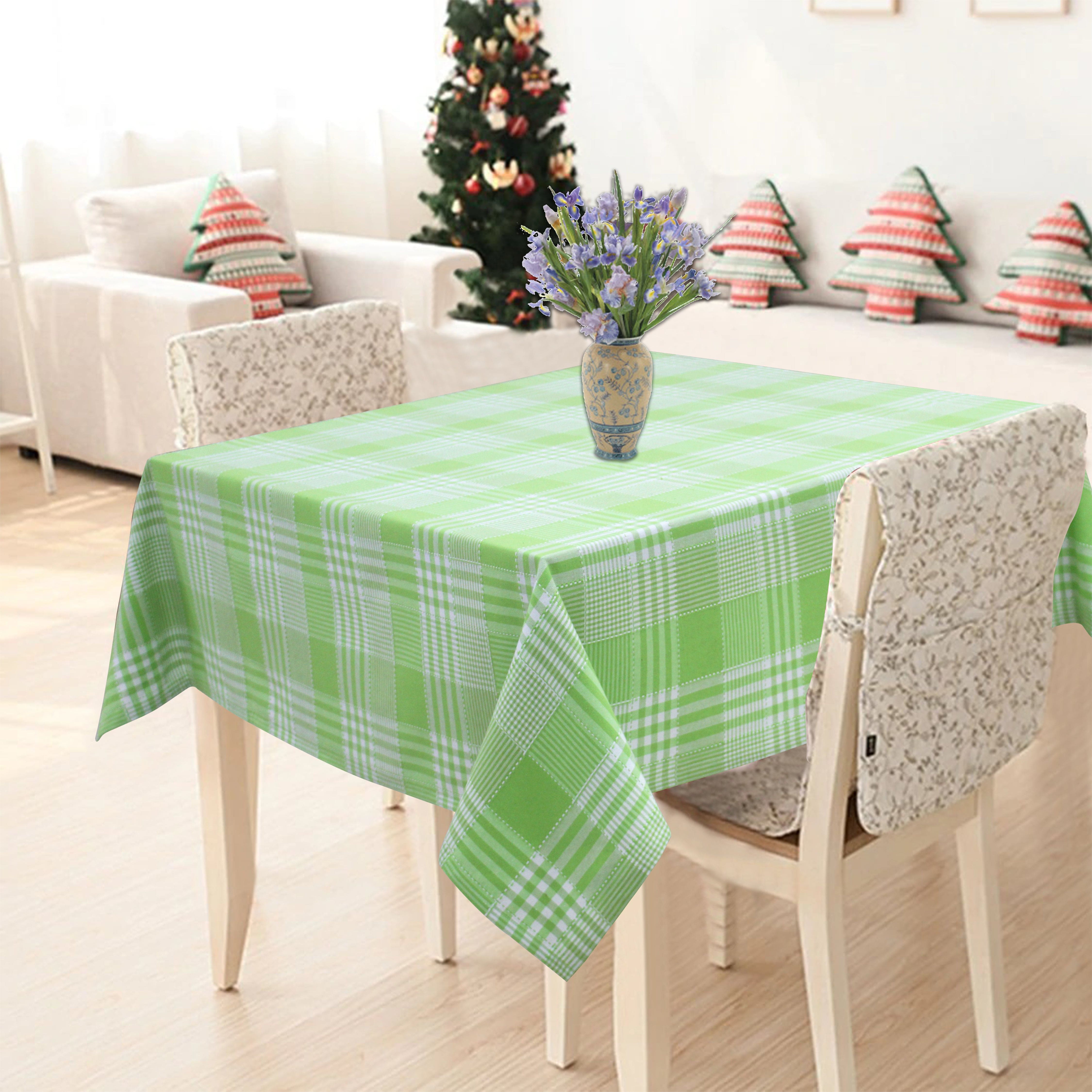 Cotton Track Dobby Green 4 Seater Table Cloths
