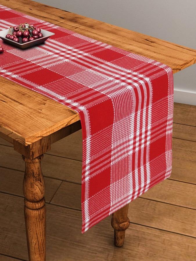 Cotton Track Dobby Red Table Runner