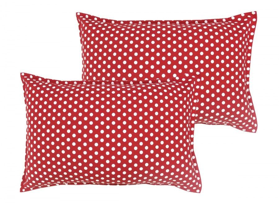 Cotton Polka Dot Red Pillow Covers Pack Of 2