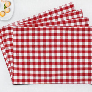 Cotton Gingham Check Red Table Placemats Pack Of 4 freeshipping - Airwill