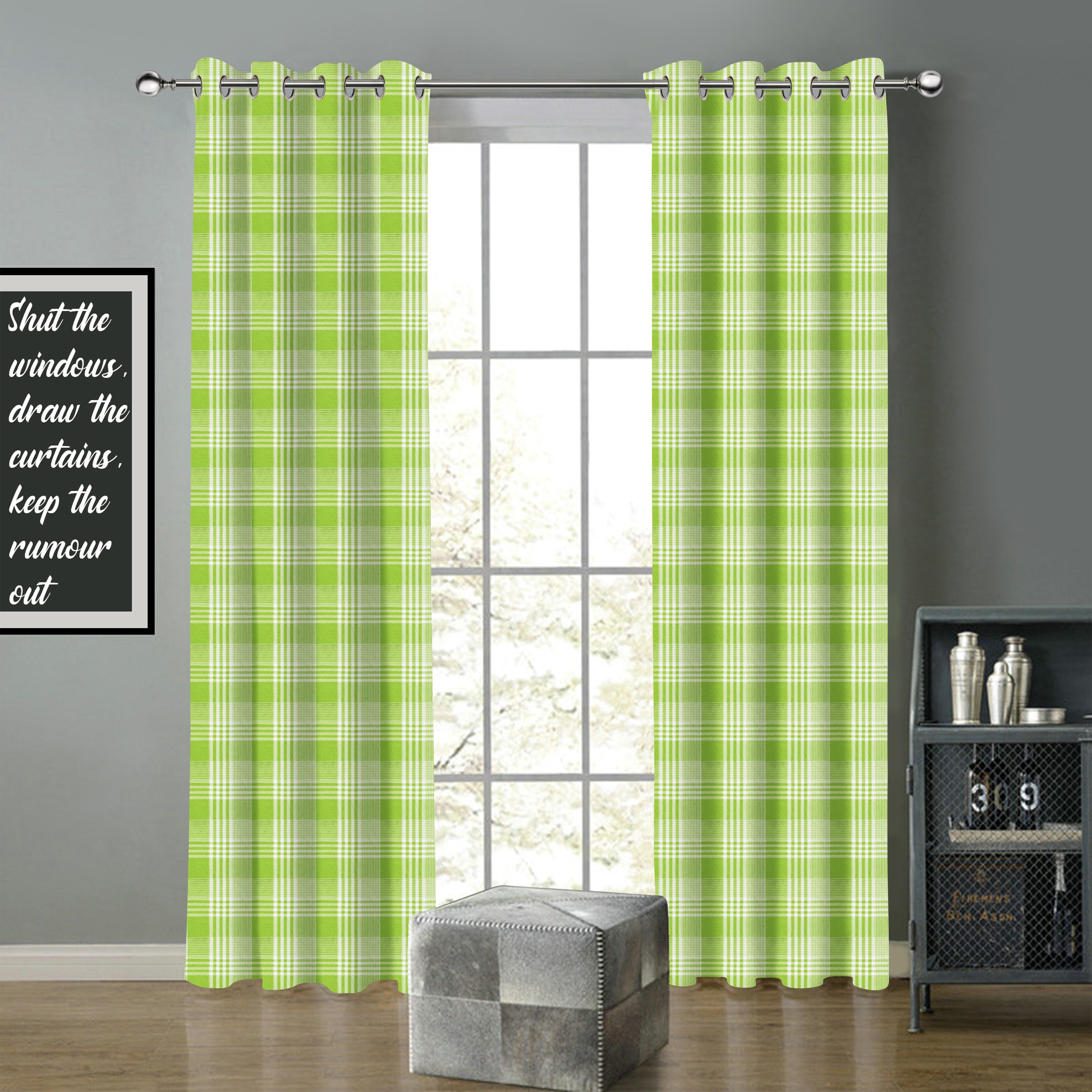 Cotton Track Dobby Green 5ft Window Curtains Pack Of 2