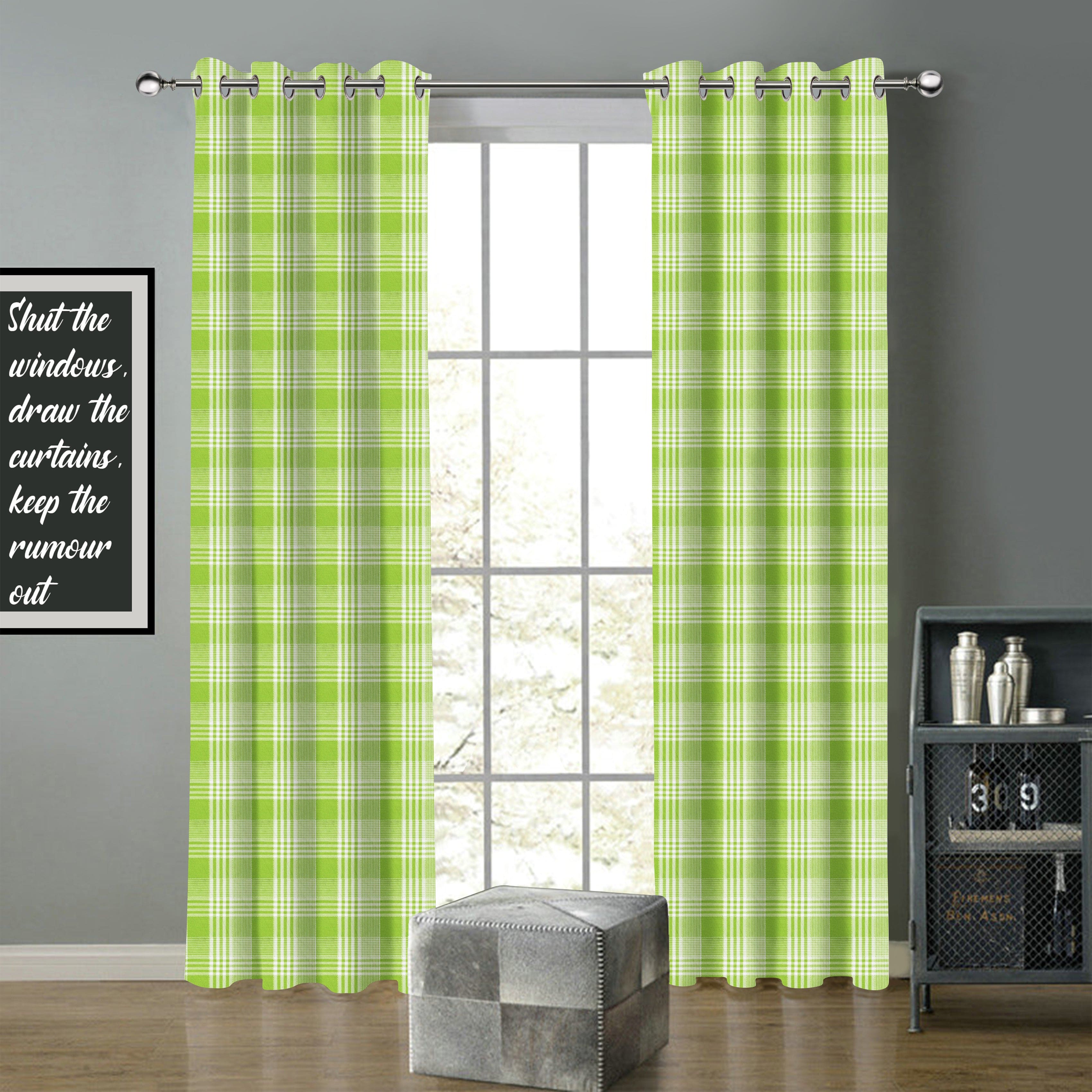 Cotton Track Dobby Green Long 9ft Door Curtains Pack Of 2