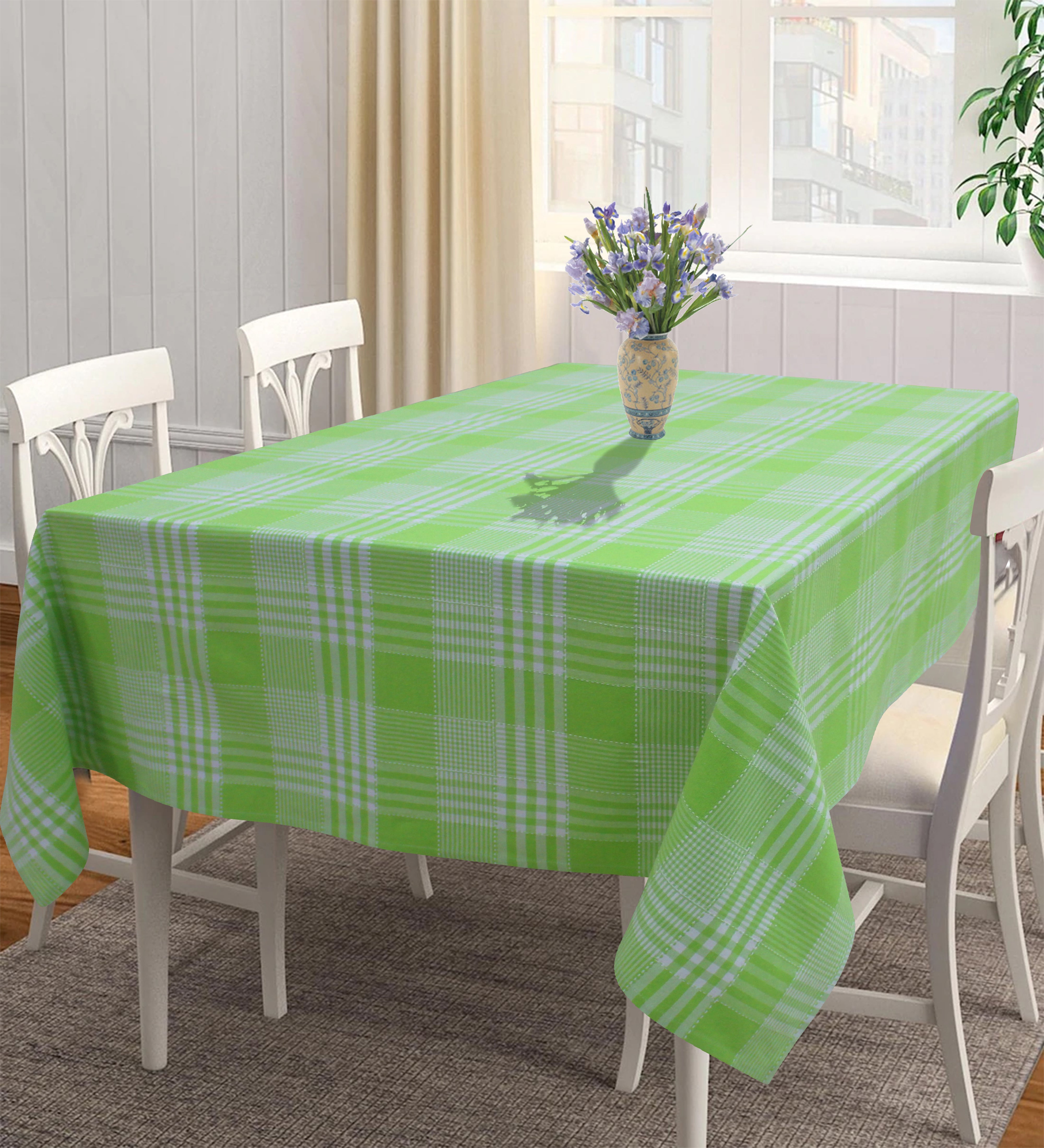 Cotton Track Dobby Green 8 Seater Table Cloths