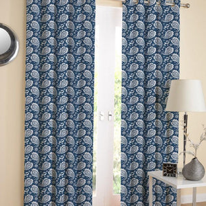 Cotton Blue Paislay 7ft Door Curtains Pack Of 2 freeshipping - Airwill