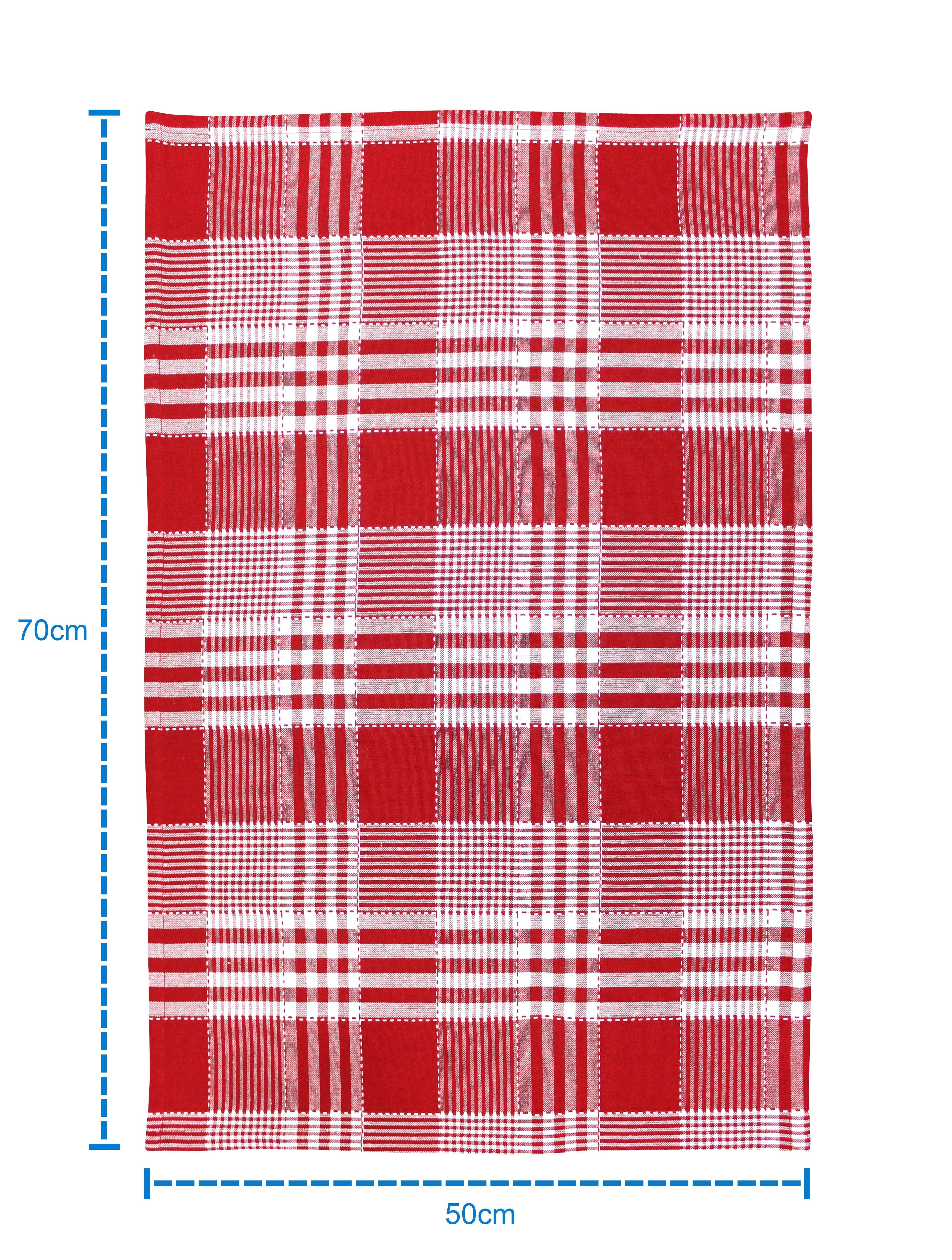 Cotton Track Dobby Red and Yellow kitchen Towels Pack Of 4