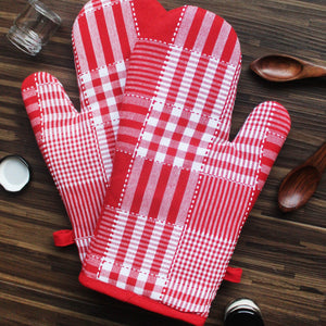 Cotton Track Dobby Red Oven Gloves Pack Of 2 freeshipping - Airwill