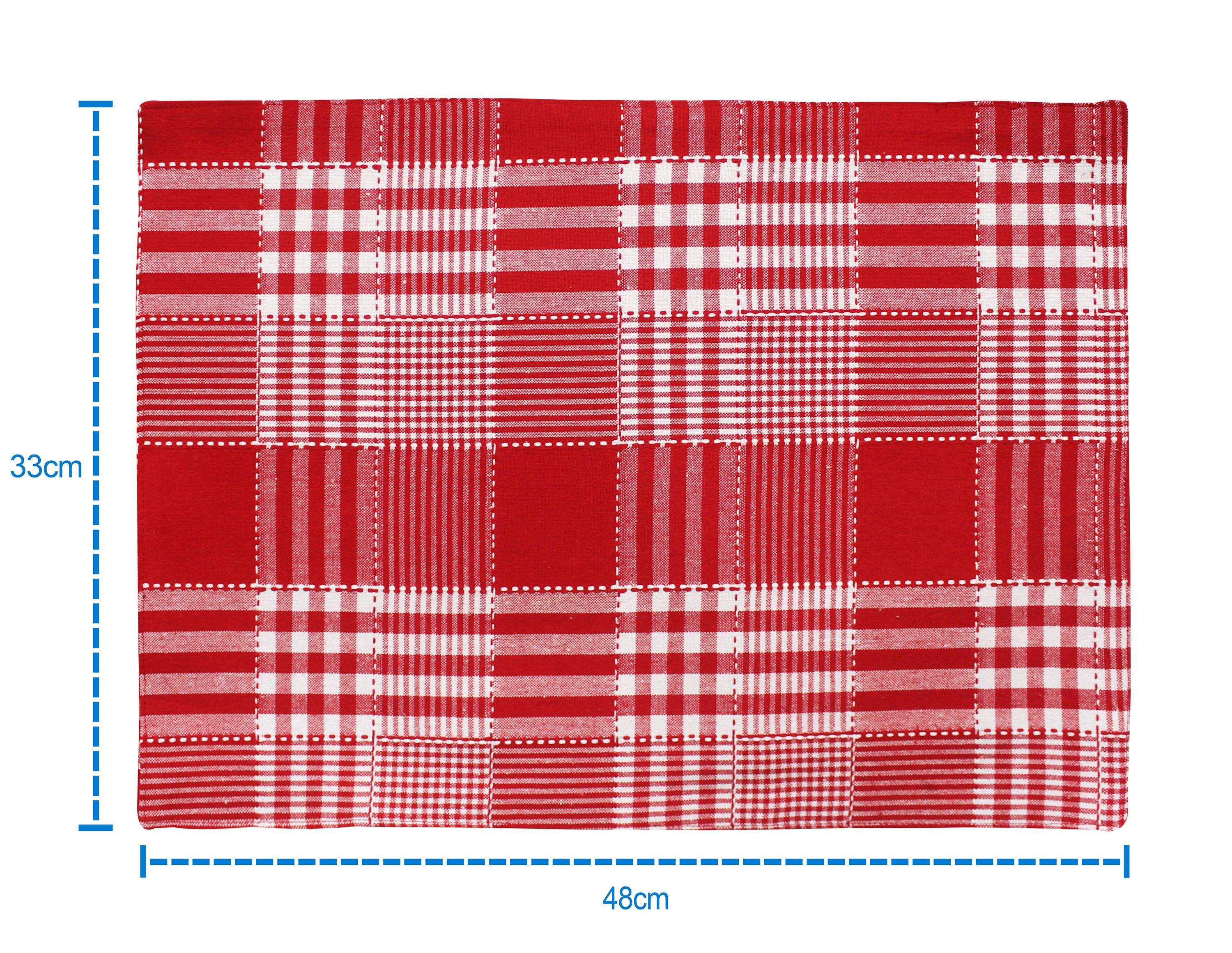 Cotton Track Dobby Red Table Placemats Pack Of 4