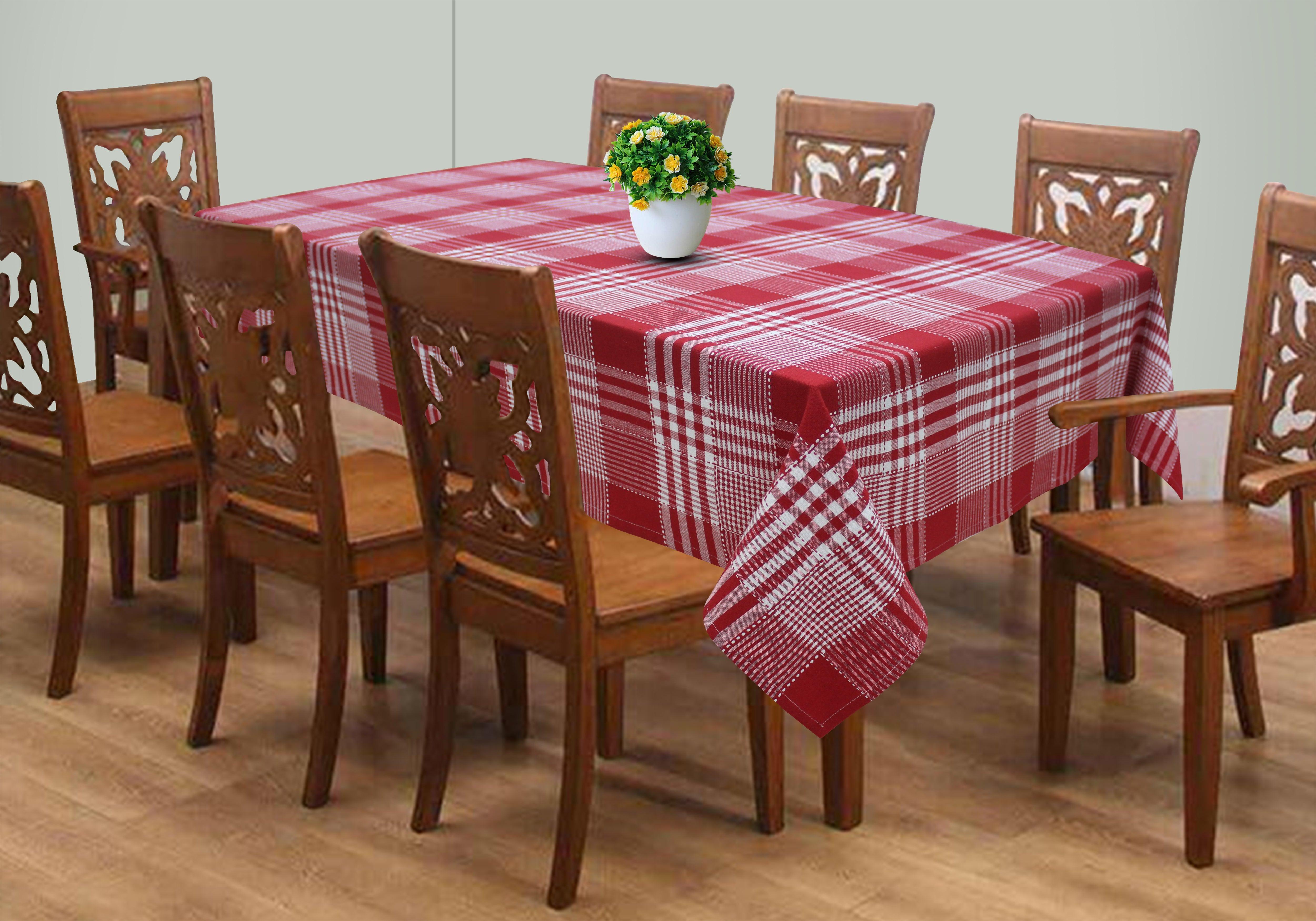 Cotton Track Dobby Red 8 Seater Table Cloths