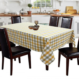Cotton Lanfranki Yellow Check 6 Seater Table Cloths Pack Of 1 freeshipping - Airwill
