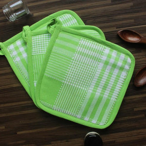 Cotton Track Dobby Green Pot Holders Pack Of 3 freeshipping - Airwill
