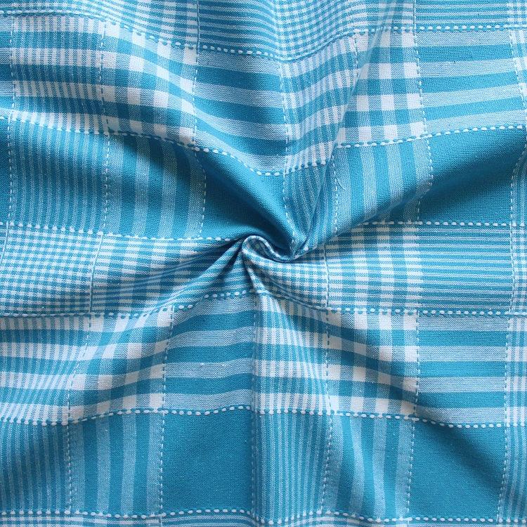 Cotton Track Dobby Blue Long 9ft Door Curtains Pack Of 2