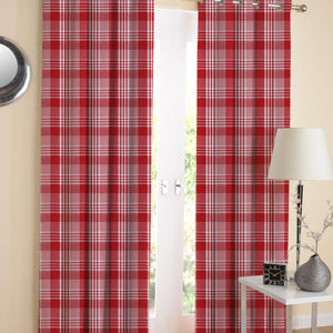 Cotton Track Dobby Red Long 9ft Door Curtains Pack Of 2 freeshipping - Airwill