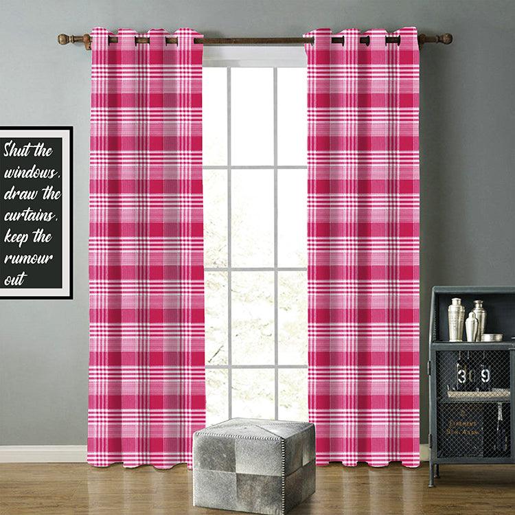 Cotton Track Dobby Pink 9ft Long Door Curtains Pack Of 2