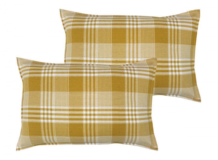 Cotton Track Dobby Yellow Pillow Covers Pack Of 2