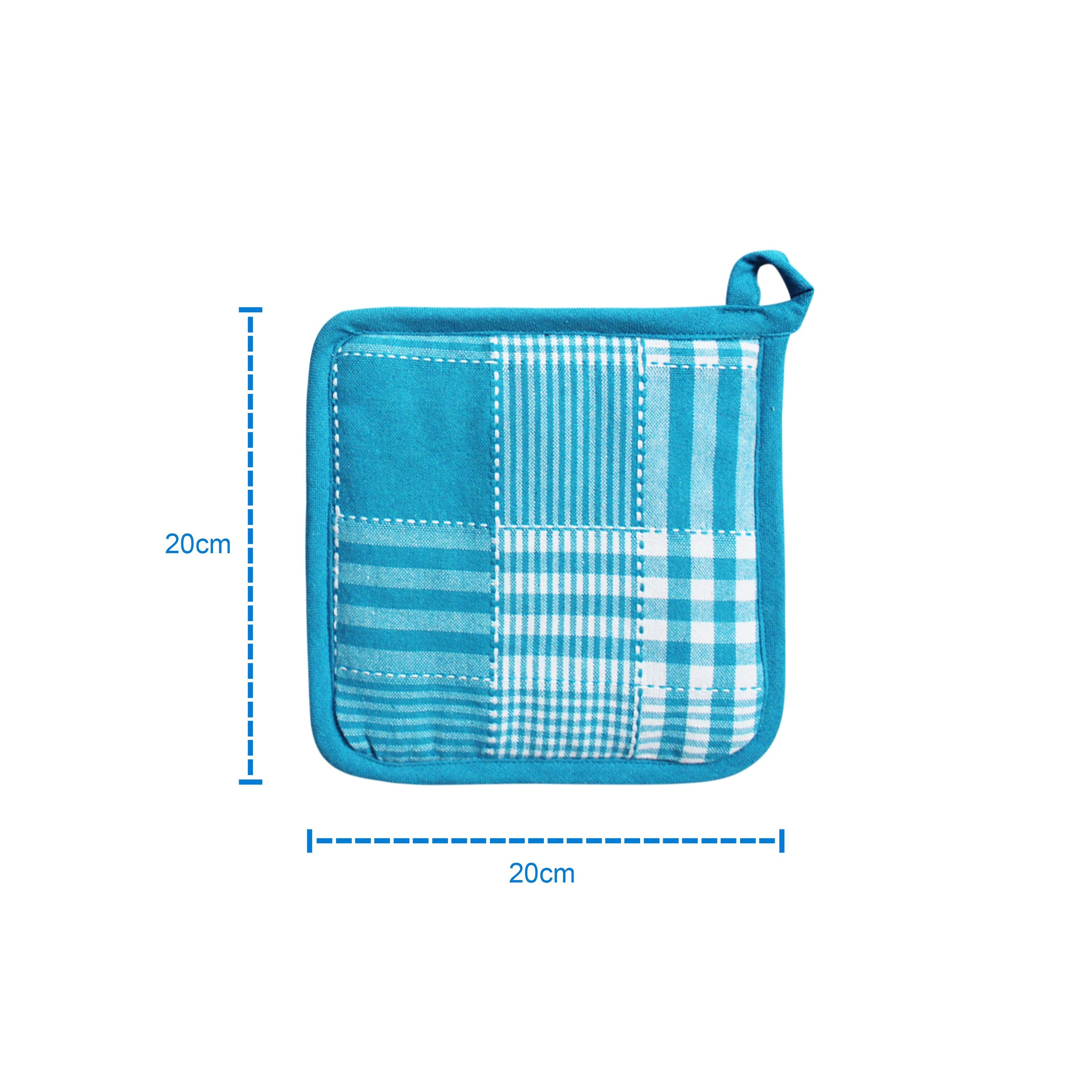 Cotton Track Dobby Blue Pot Holders Pack Of 3