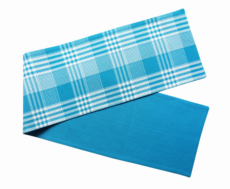 Cotton Track Dobby Blue Table Runner