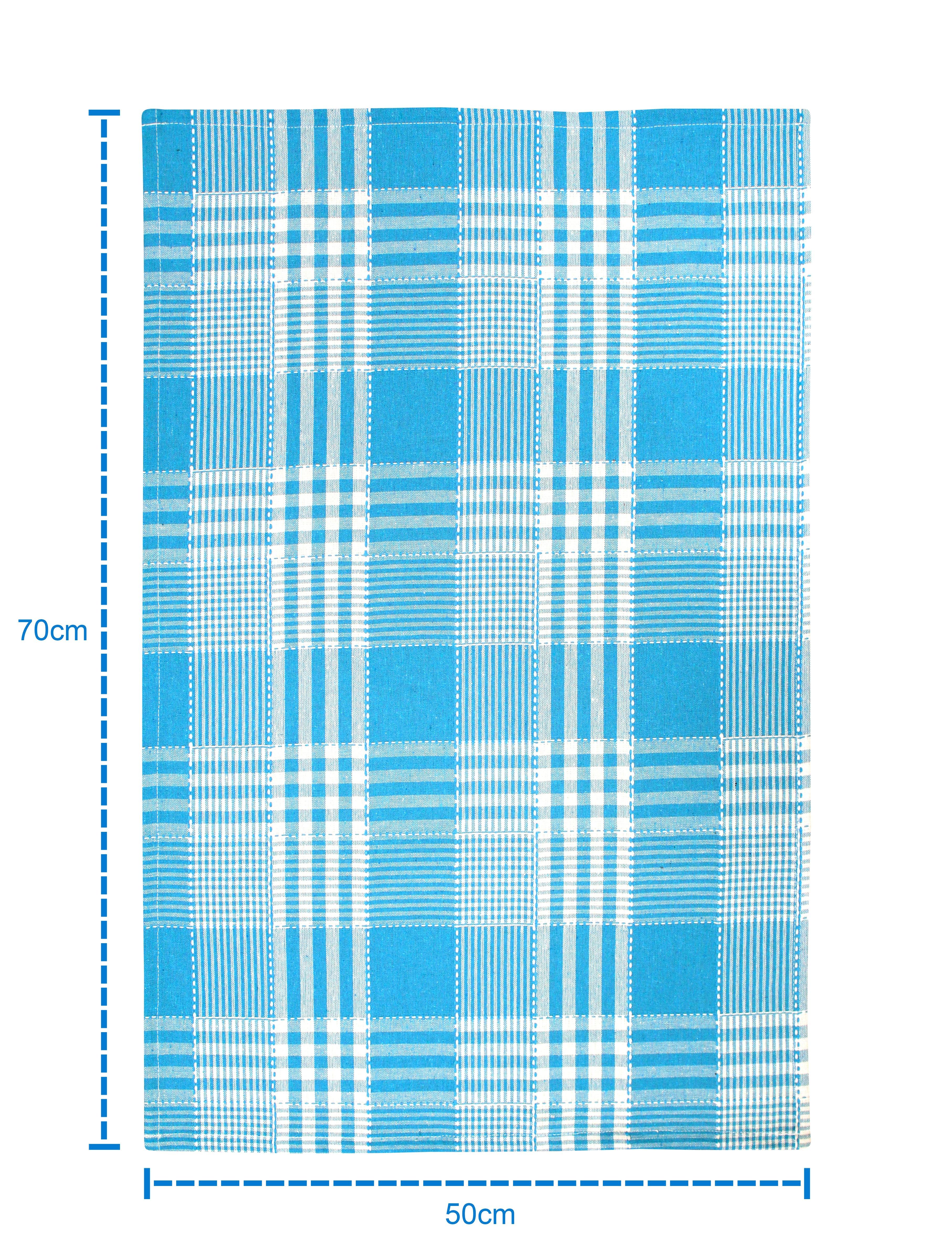 Cotton Track Dobby Blue and Orange Kitchen Towels Pack Of 4