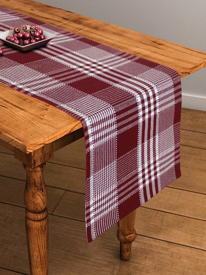 Cotton Track Dobby Maroon Table Runner