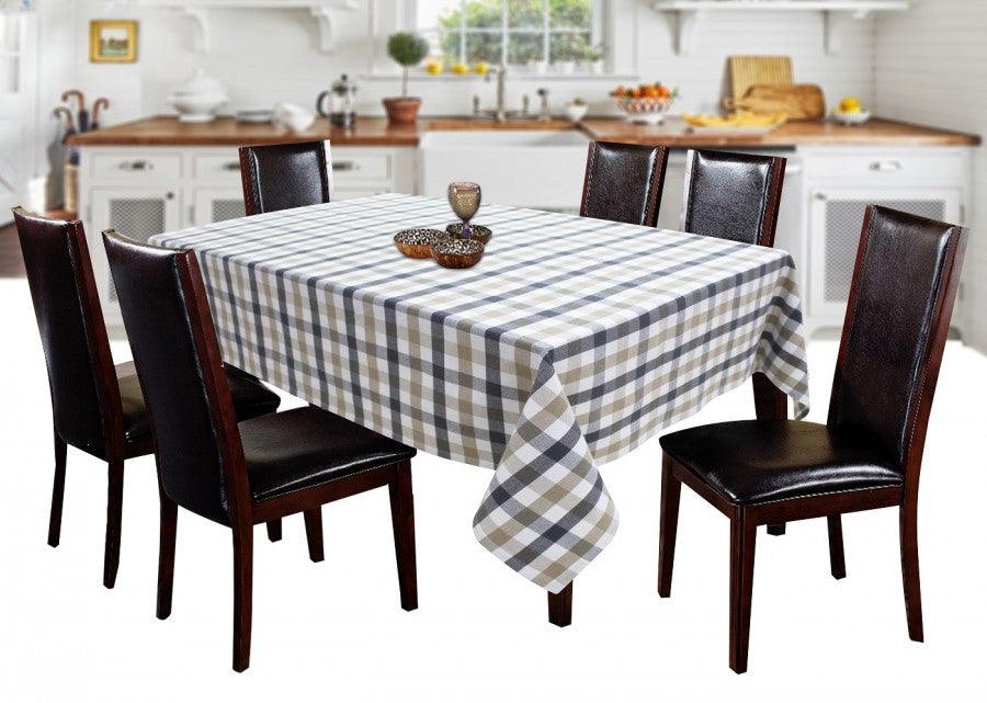 Cotton Lanfranki Grey Check 6 Seater Table Cloths