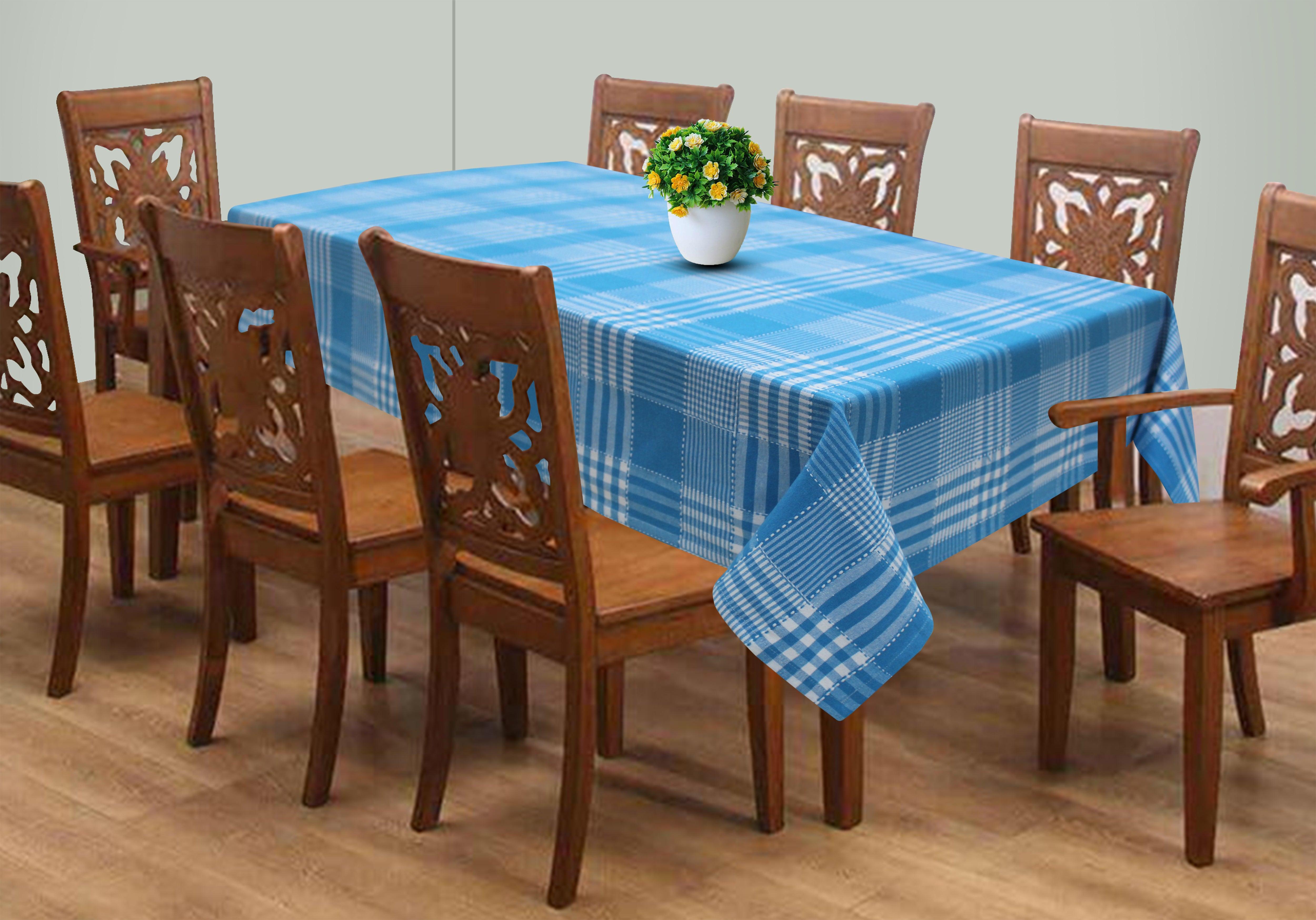 Cotton Track Dobby Blue 8 Seater Table Cloths