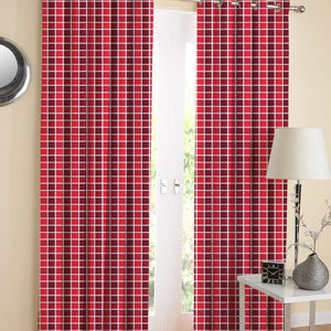 Cotton Xmas Check 7ft Door Curtains Pack Of 2 freeshipping - Airwill