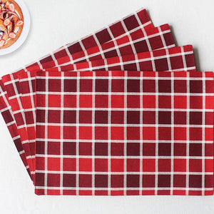 Cotton Xmas Check Table Placemats Pack Of 4 freeshipping - Airwill