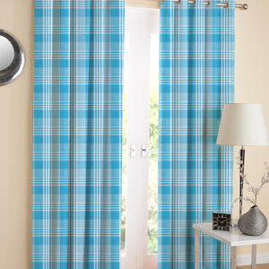 Cotton Track Dobby Blue Long 9ft Door Curtains Pack Of 2 freeshipping - Airwill