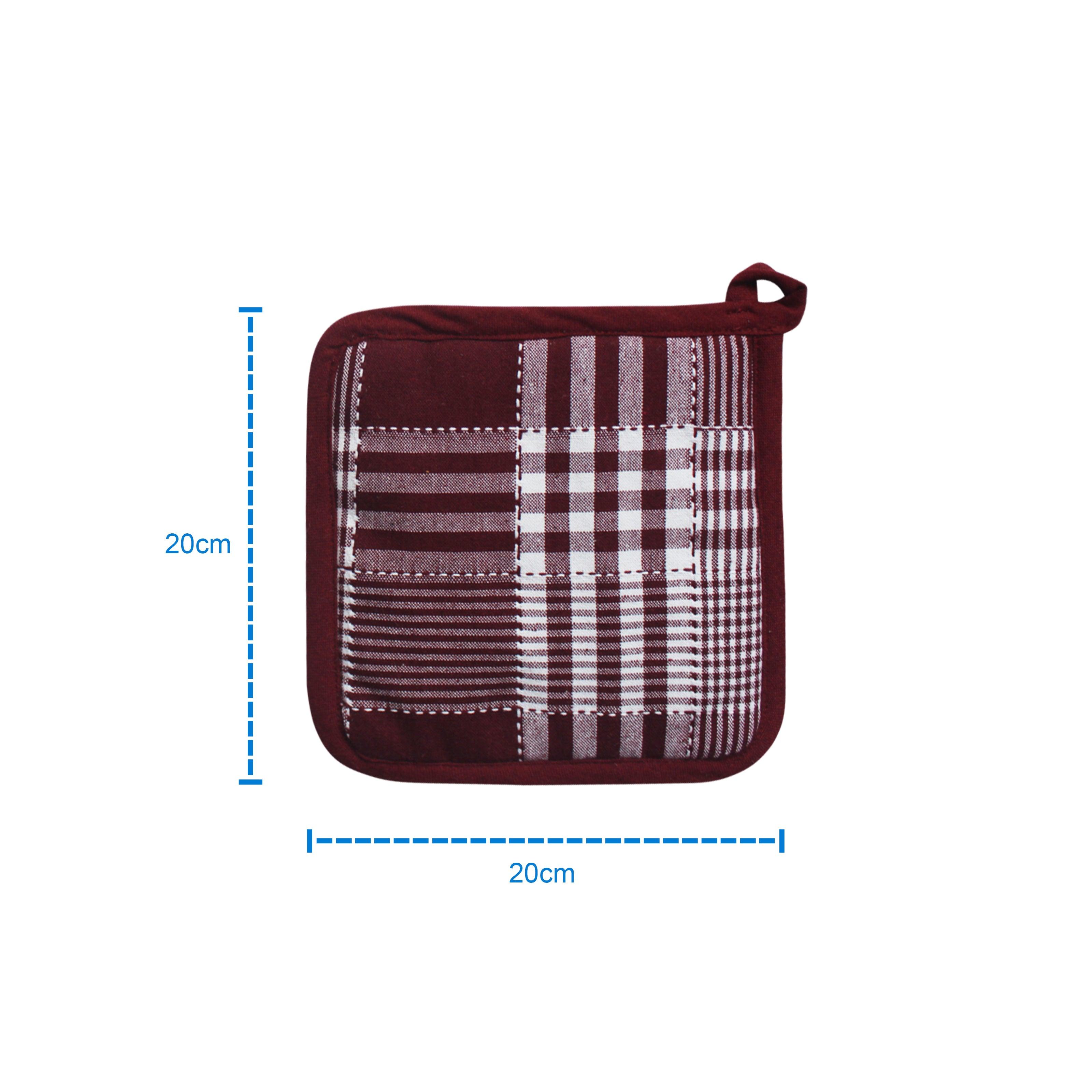 Cotton Track Dobby Maroon Pot Holders Pack Of 3
