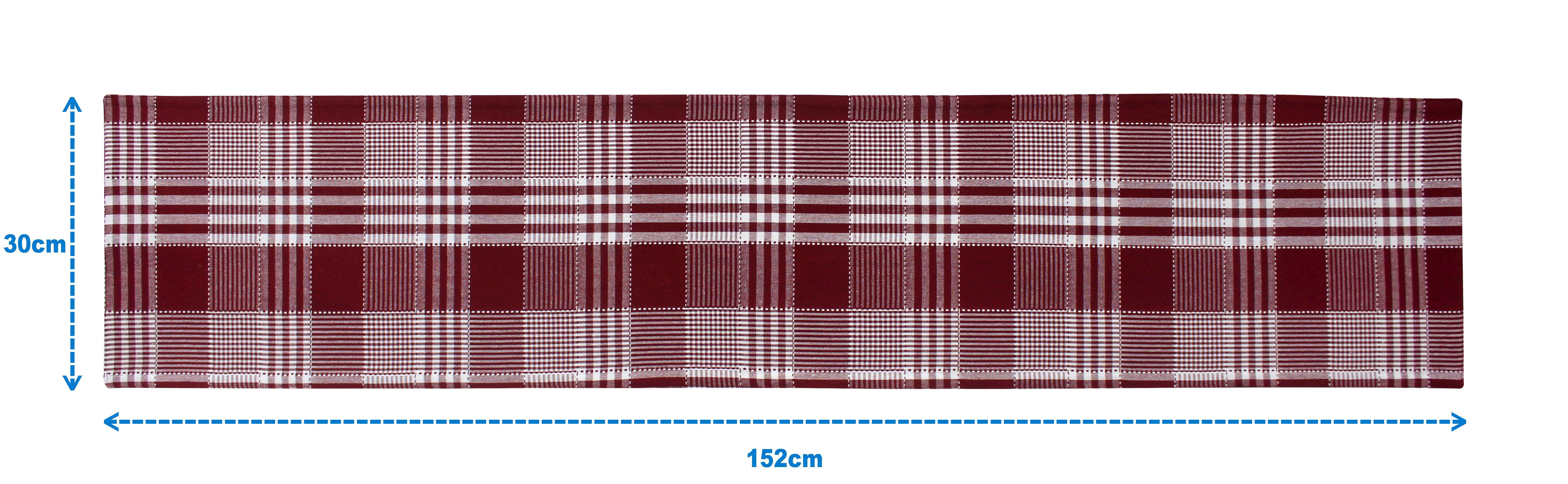 Cotton Track Dobby Maroon Table Runner
