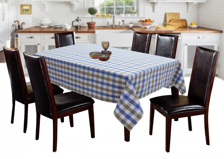 Cotton Lanfranki Blue Check 6 Seater Table Cloths