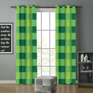 Cotton 4 Way Dobby Green 9ft Long Door Curtains Pack Of 2