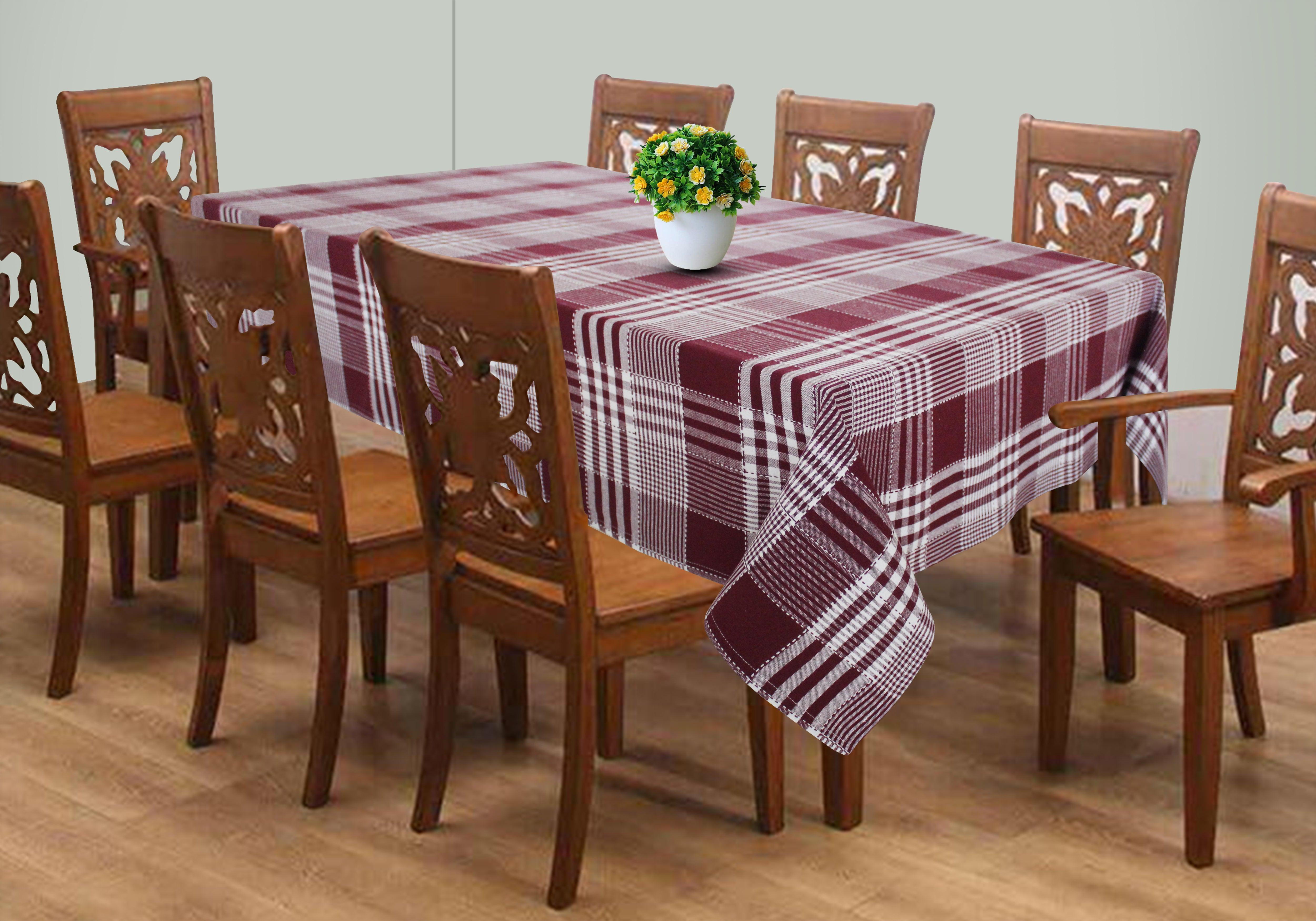 Cotton Track Dobby Maroon 8 Seater Table Cloths