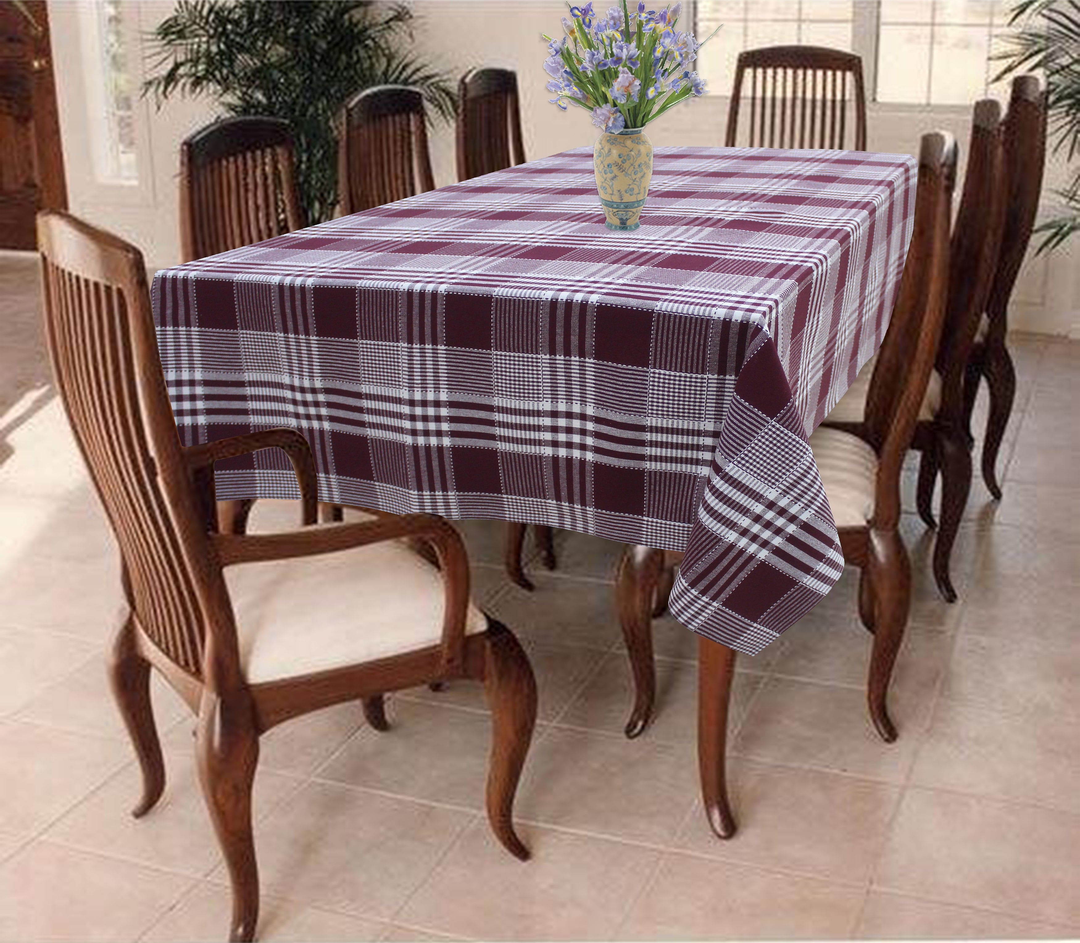 Cotton Track Dobby Maroon 4 Seater Table Cloths