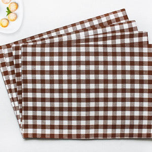 Cotton Gingham Check Brown Table Placemats Pack Of 4 freeshipping - Airwill
