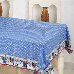 Cotton Blue Small Dot with Xmas Border 6 Seater Table Cloths Pack of 1 freeshipping - Airwill