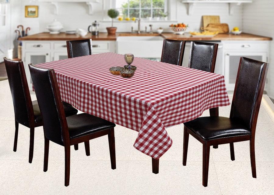 Cotton Gingham Check Red 6 Seater Table Cloths