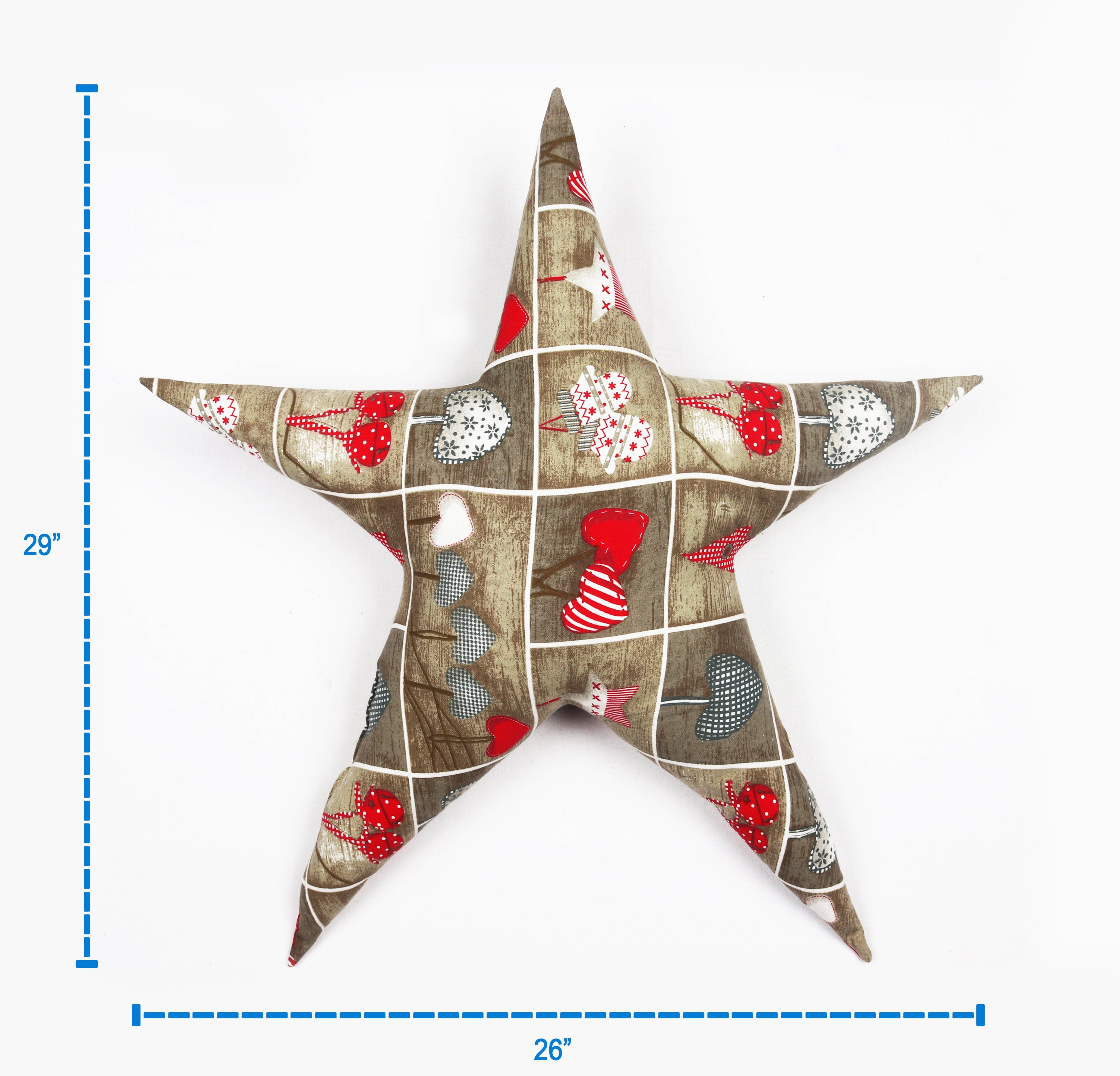 Cotton Christmas Heart Designed, Bell / Candy / Star / Tree Shaped Cushion with Recron Filled