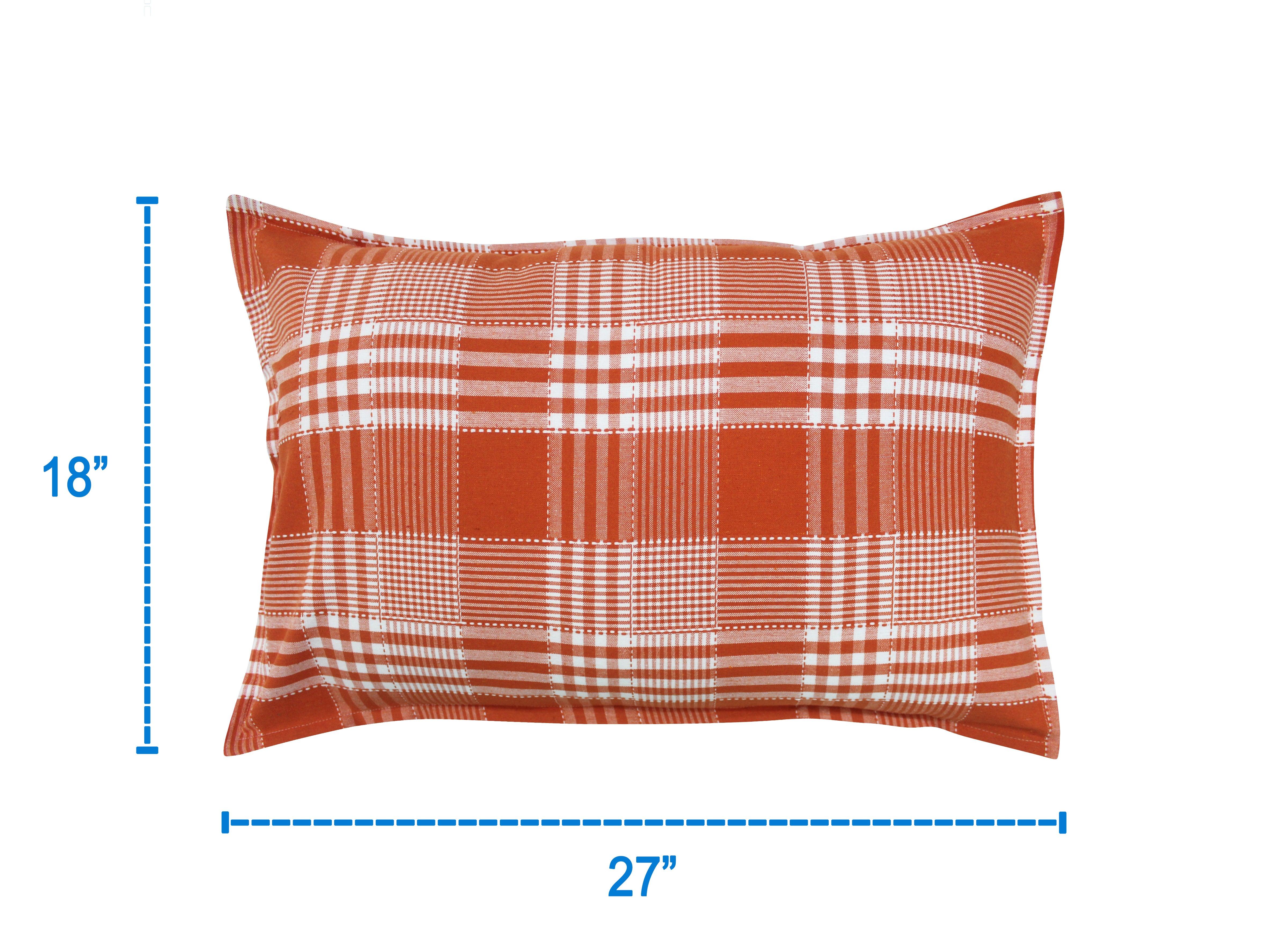 Cotton Track Dobby Orange Pillow Covers Pack Of 2