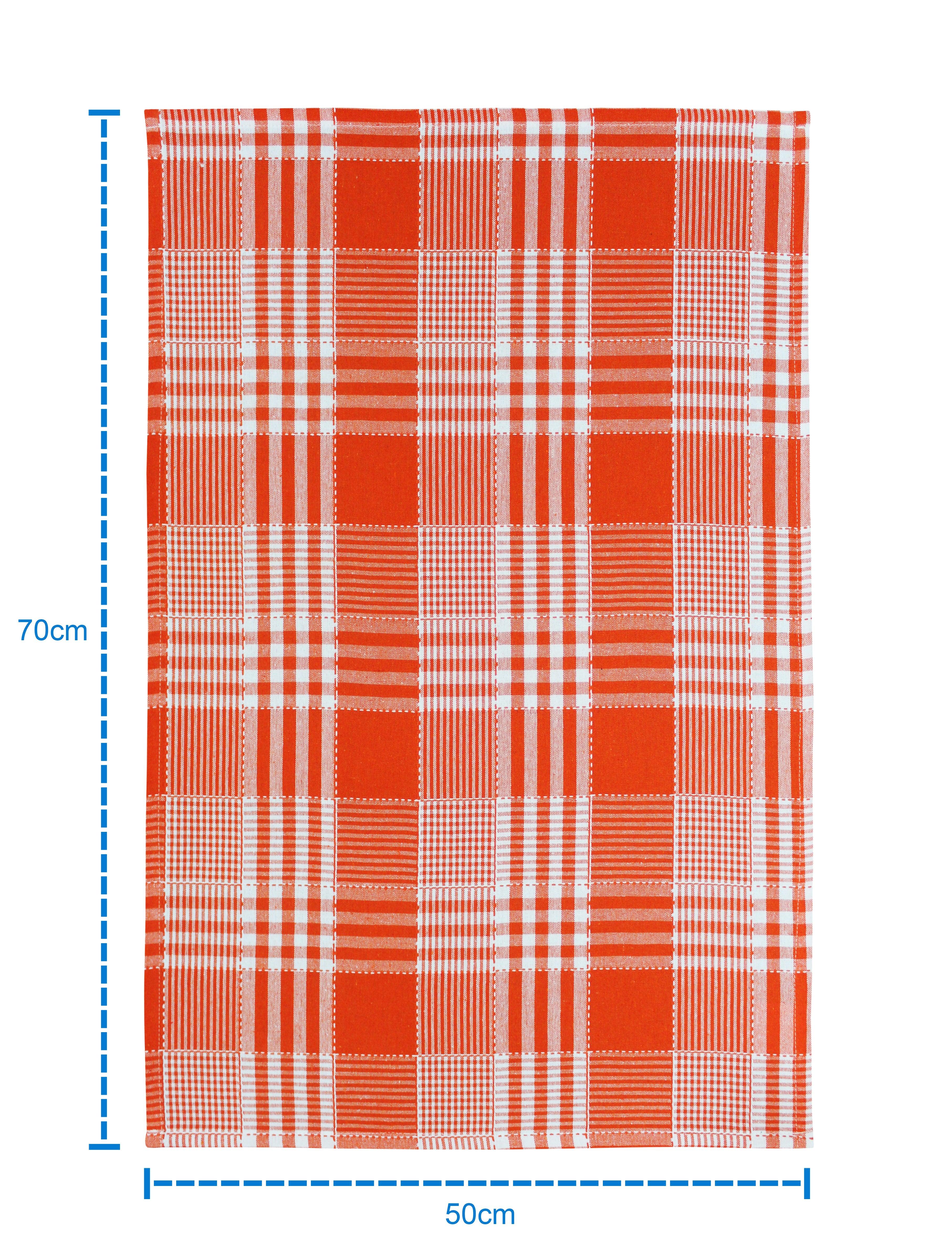 Cotton Track Dobby Orange Kitchen Towels Pack Of 4