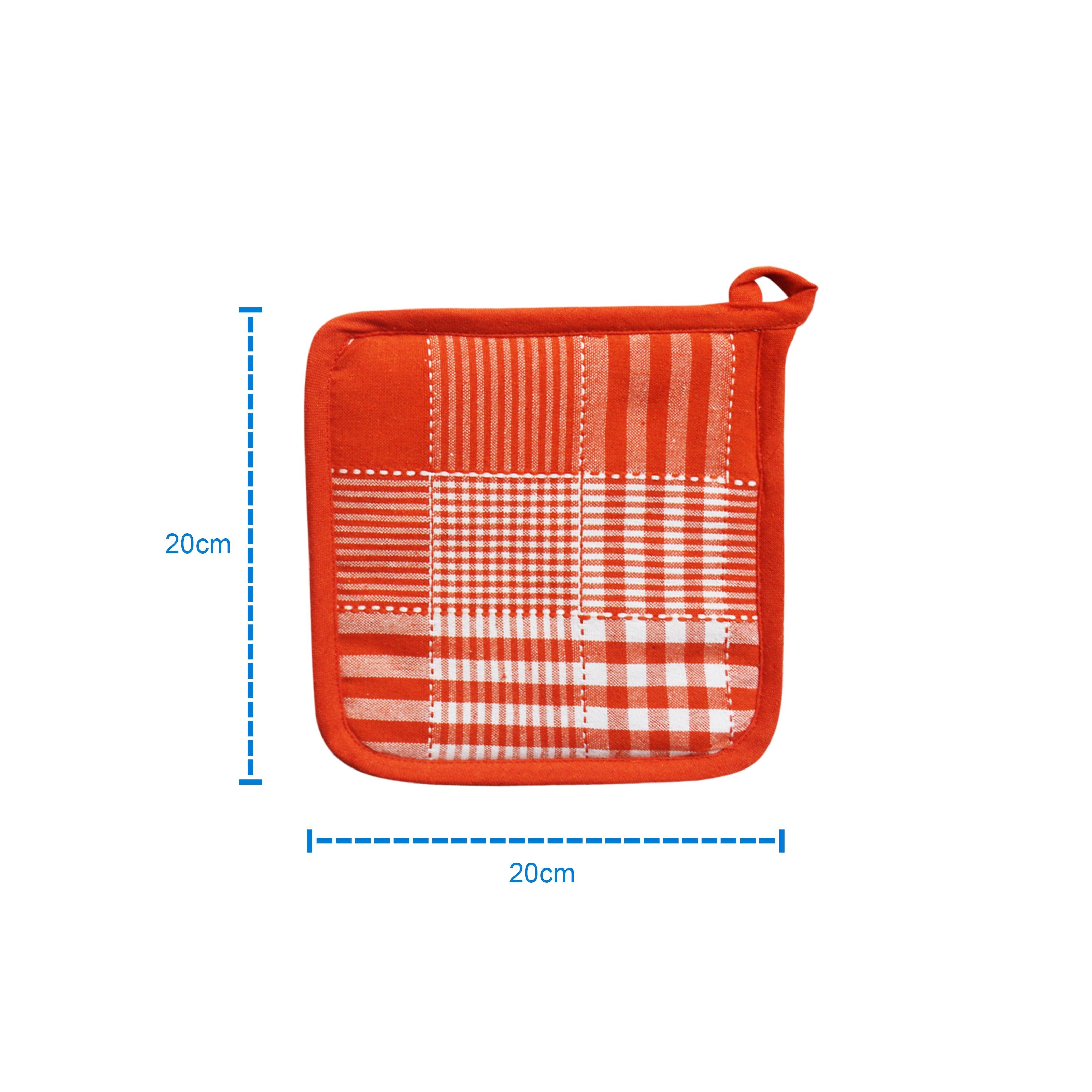 Cotton Track Dobby Orange Pot Holders Pack Of 3