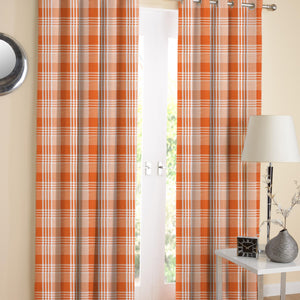Cotton Track Dobby Orange Long 9ft Door Curtains Pack Of 2 freeshipping - Airwill