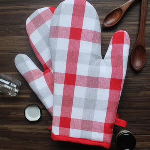 Cotton Lanfranki Red Check Oven Gloves Pack Of 2 freeshipping - Airwill