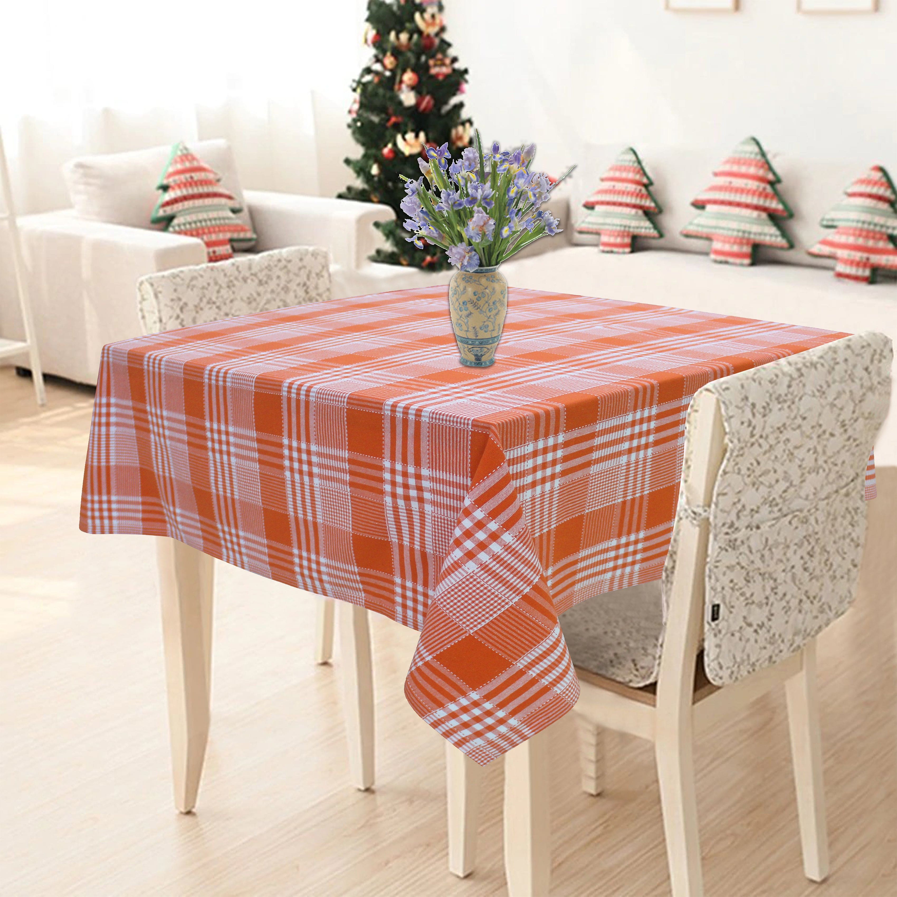 Cotton Track Dobby Orange 4 Seater Table Cloths