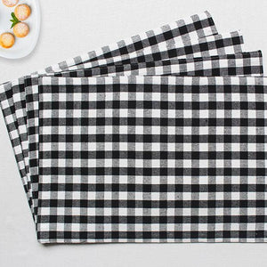 Cotton Gingham Check Black Table Placemats Pack Of 4 freeshipping - Airwill